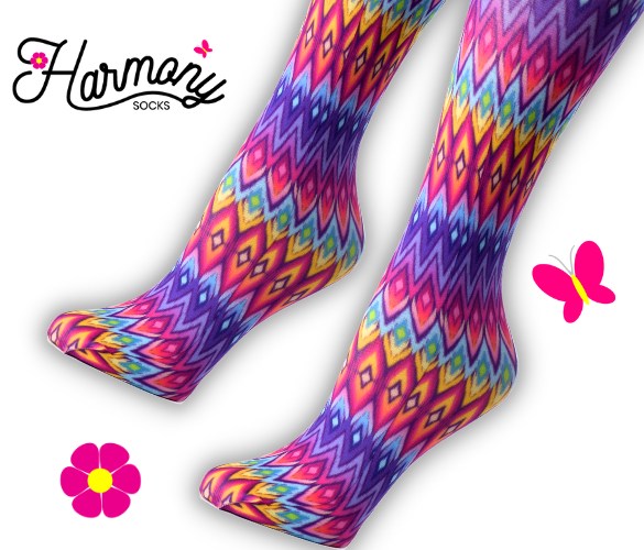 Rainbow Diamond Knee High Compression Socks - 10-18mmHg Knit