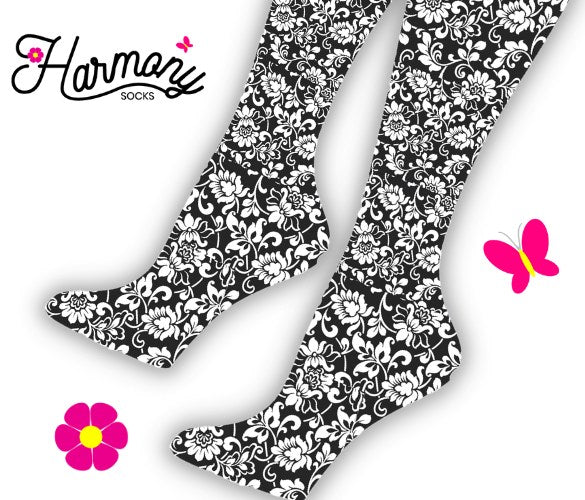 Victoria Floral Knee High Compression Socks - 10-18mmHg Knit