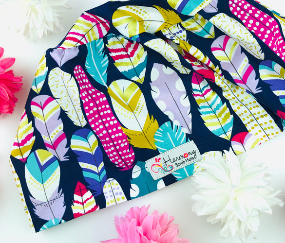 Fun Feathers EURO® Scrub Hat E29 - Harmony Surgical Designs